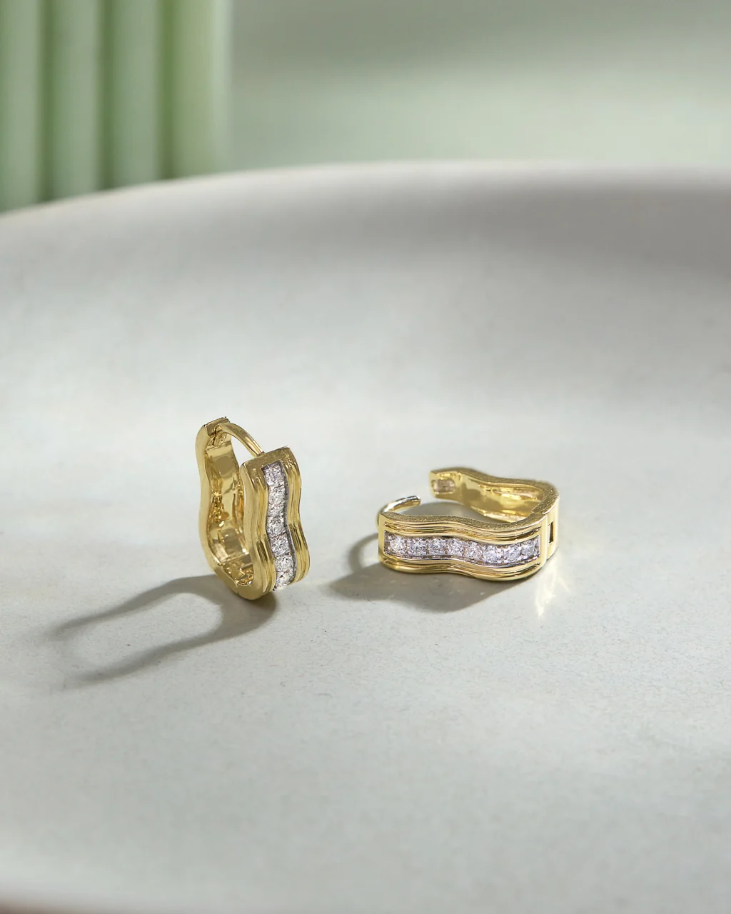 Soft Curve Diamond Hoops - Image 6