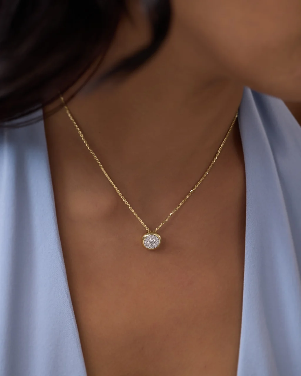 Solid Circle Round Diamond Necklace - Image 3