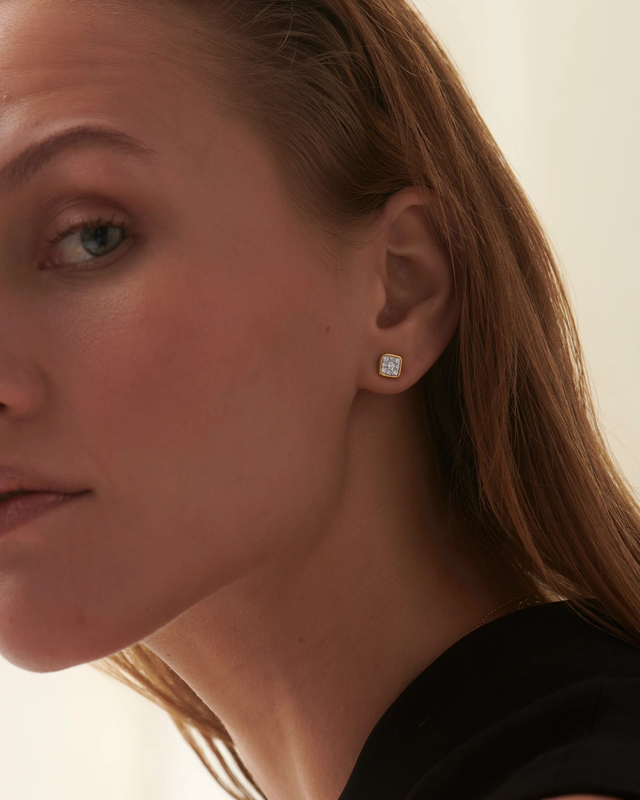 Square Cluster Diamond Small Earrings - Image 2