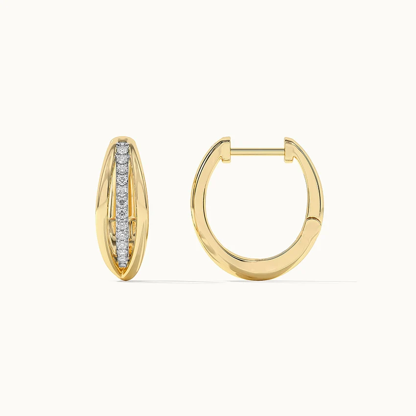 Striped Medium Diamond Hoops - Image 6