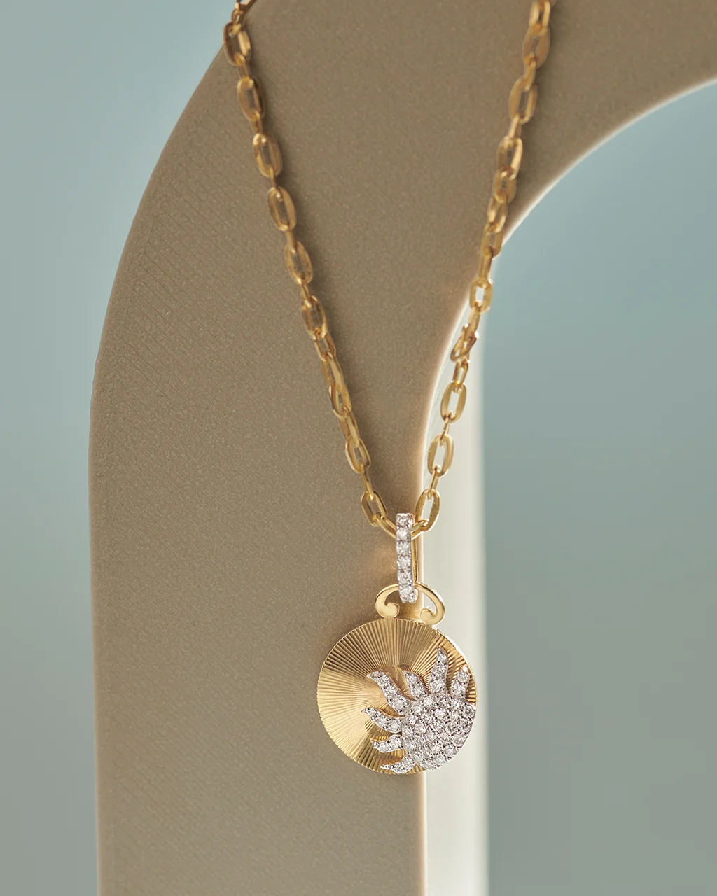 Sun Disc Diamond Necklace - Image 5