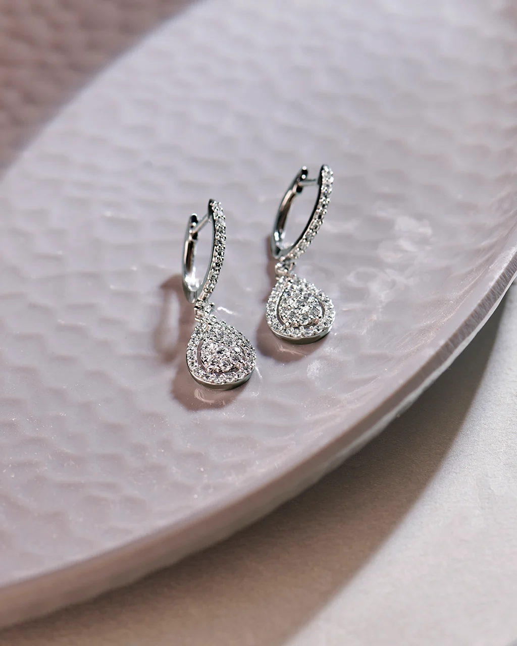 Teardrop Halo Diamond Hoops - Image 3