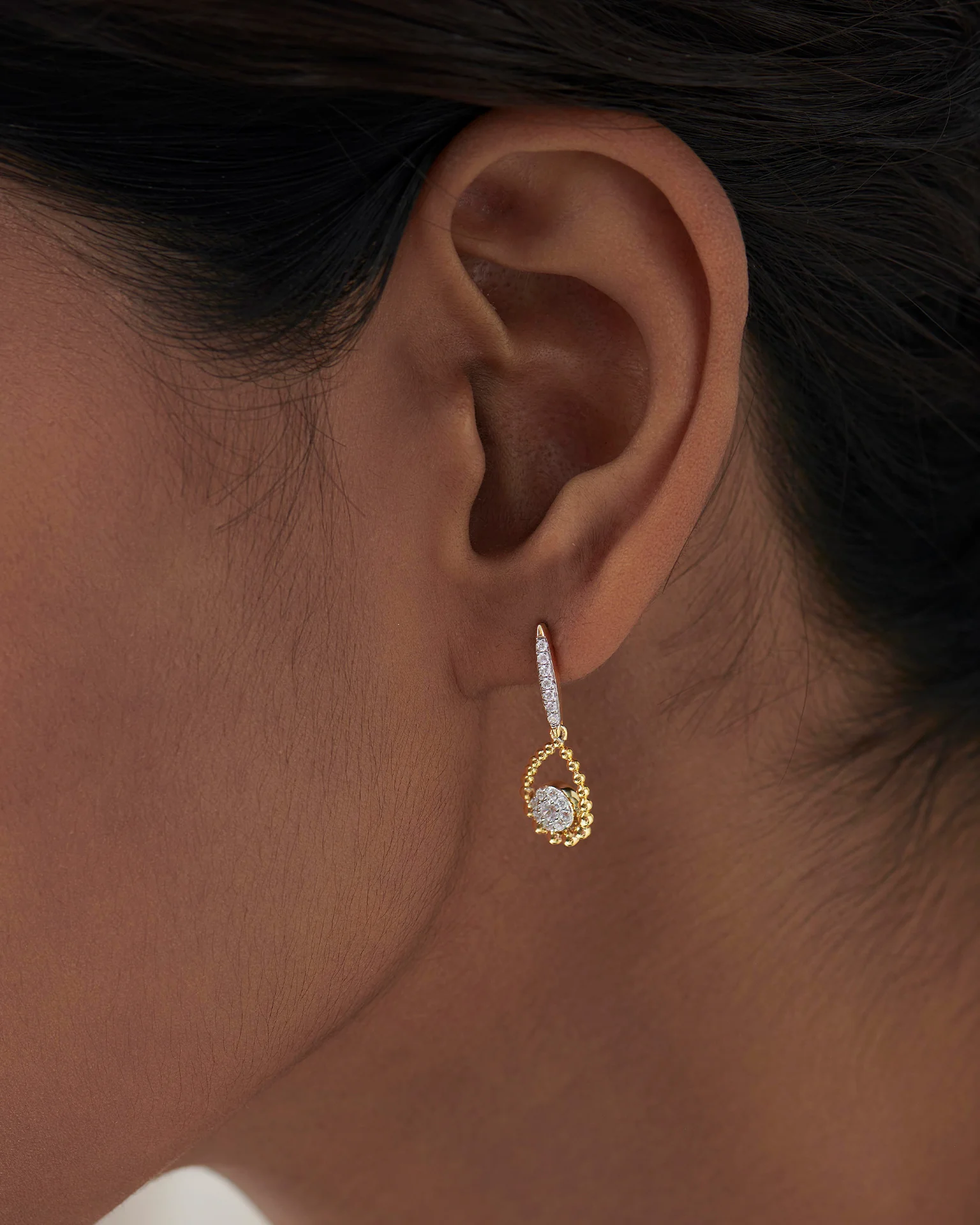 Teardrop Diamond Drop Earrings - Image 3