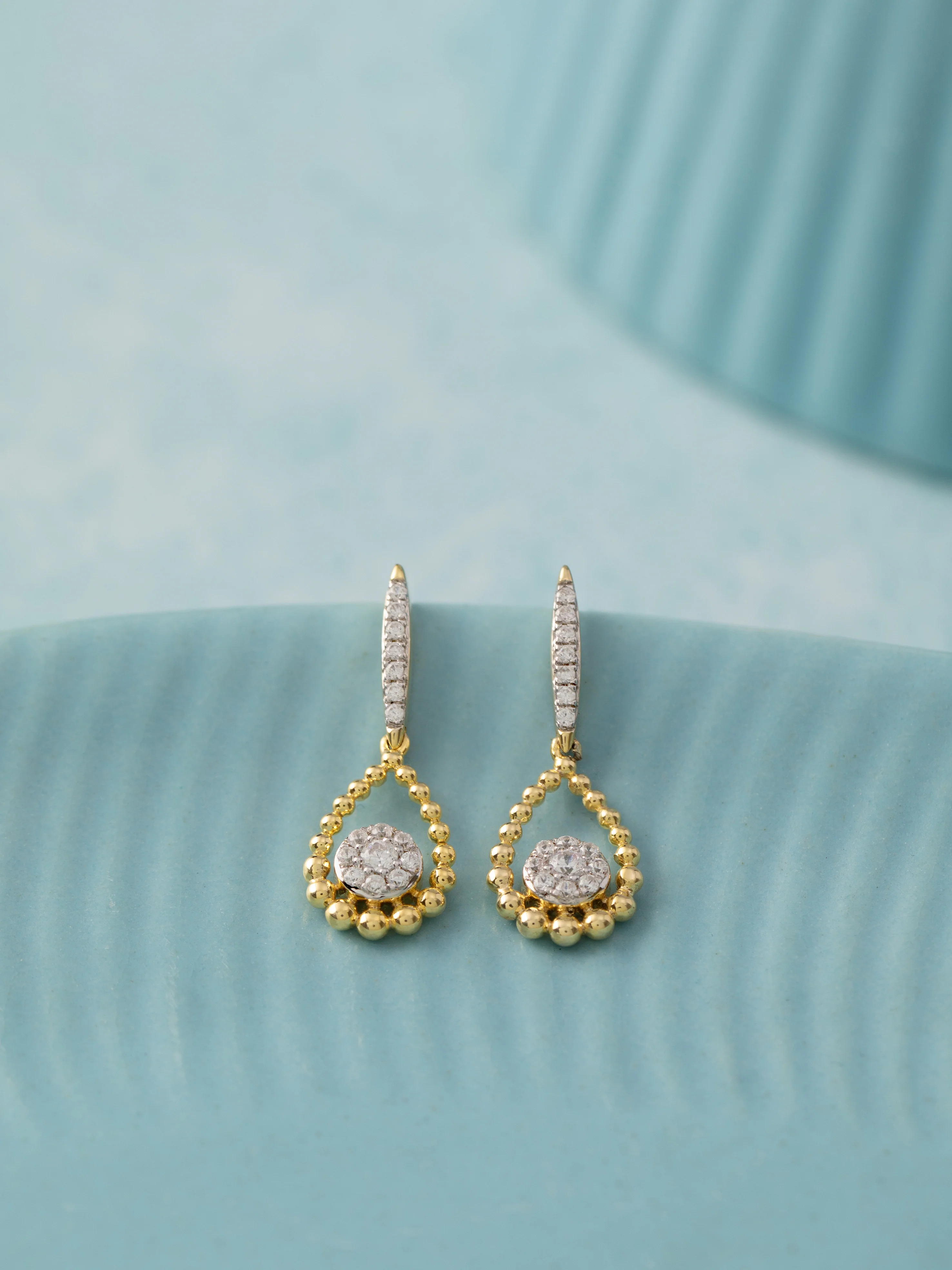 Teardrop Diamond Drop Earrings - Image 4