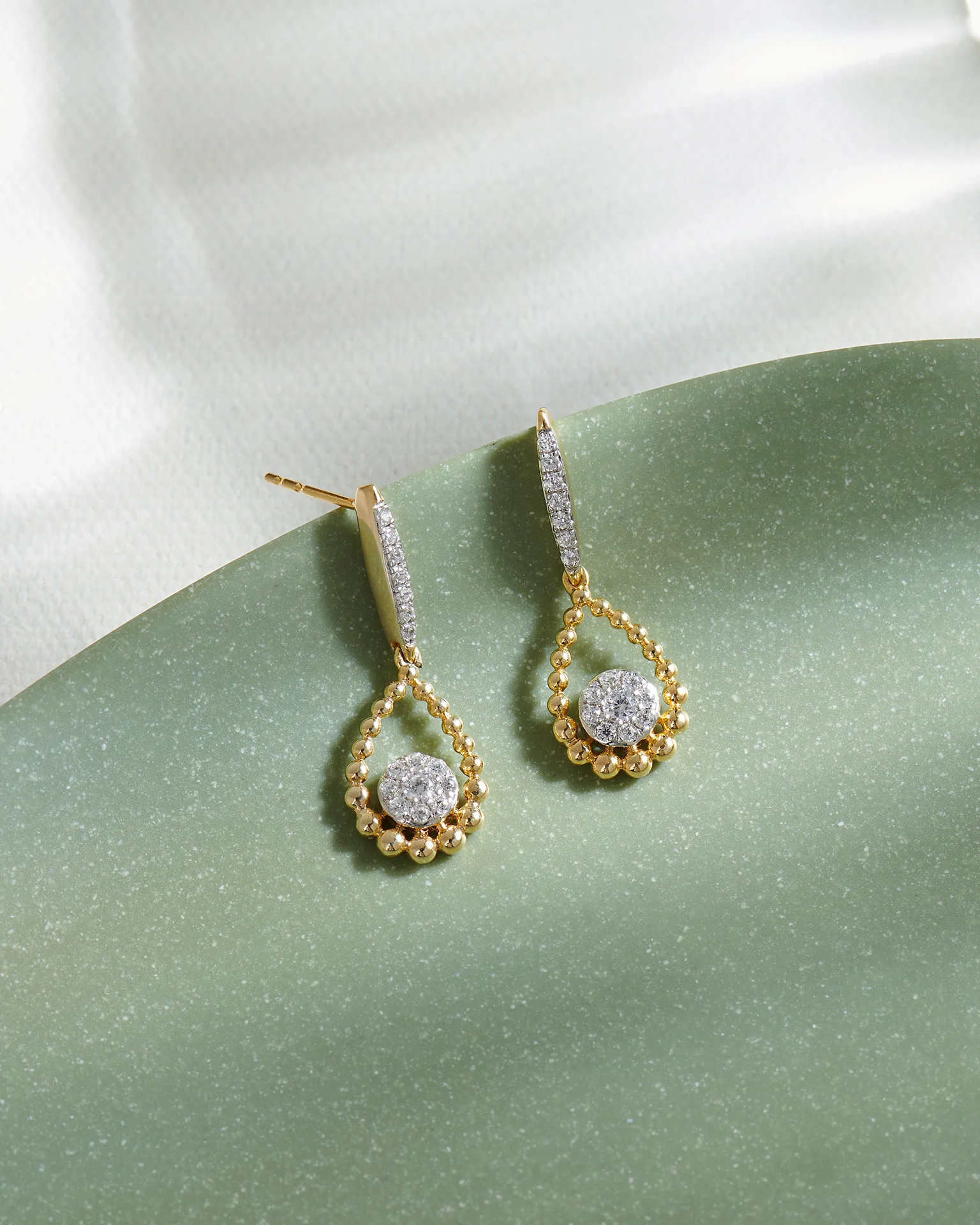 Teardrop Diamond Drop Earrings - Image 5