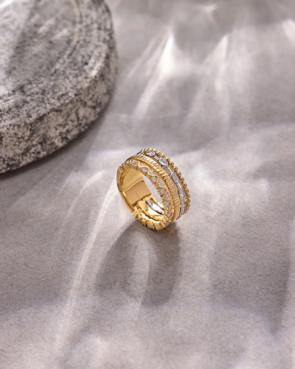 Texture Stacked Diamond Band - Image 4