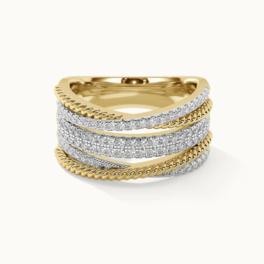 Textured Criss Cross Diamond Band - Image 3