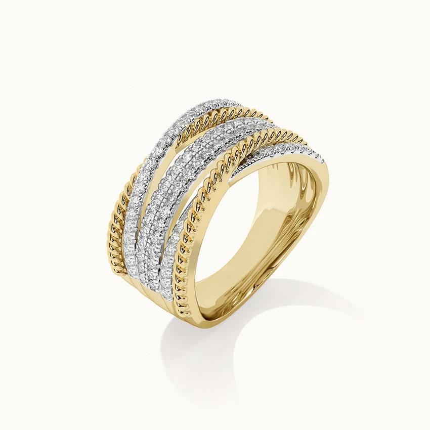 Textured Criss Cross Diamond Band - Image 5