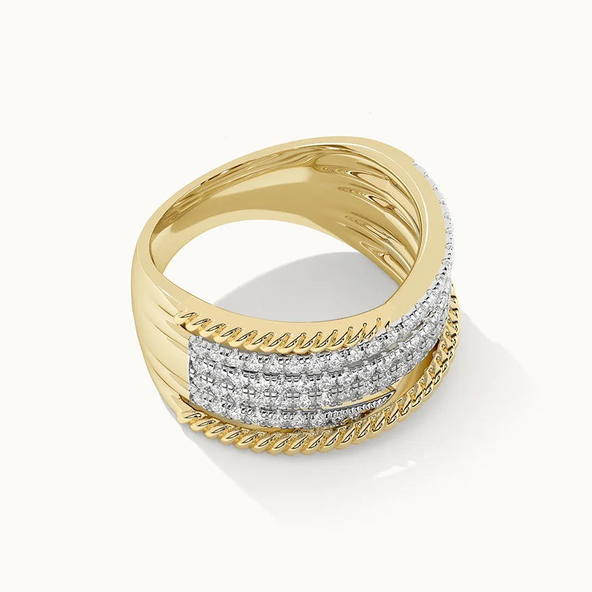 Textured Criss Cross Diamond Band - Image 6