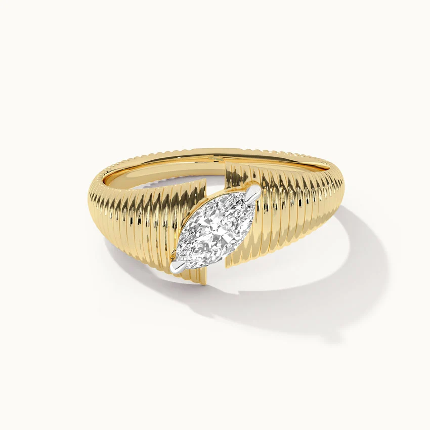 Textured Marquise Solitaire Ring - Image 3