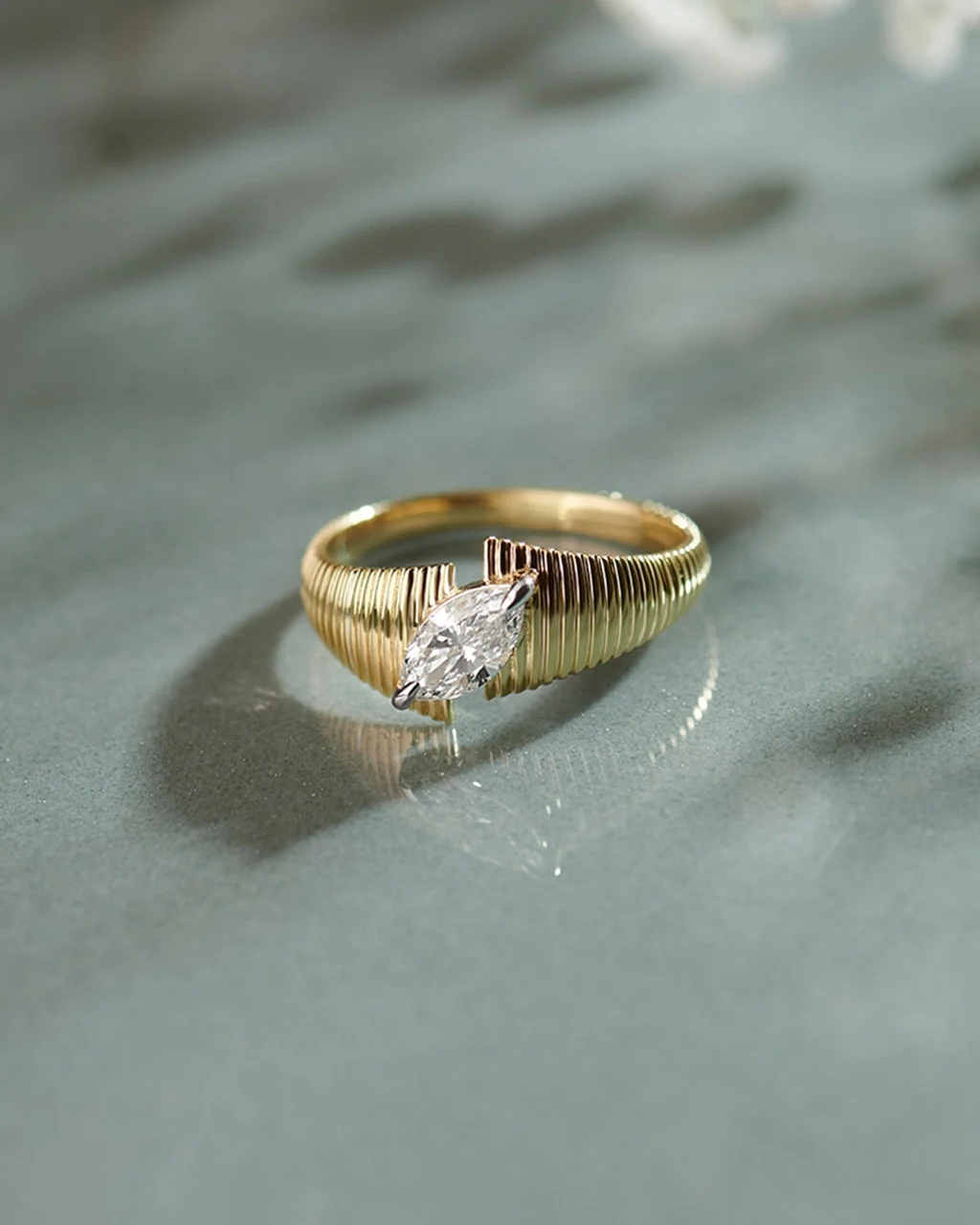Textured Marquise Solitaire Ring - Image 5