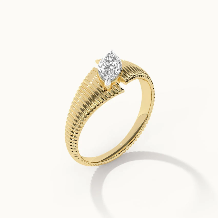 Textured Marquise Solitaire Ring - Image 6
