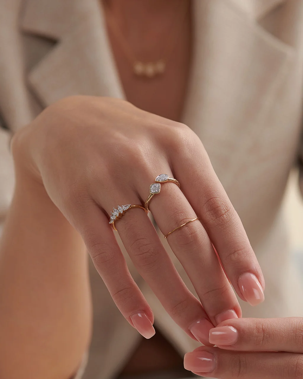 Textured Open Diamond Ring - Image 5