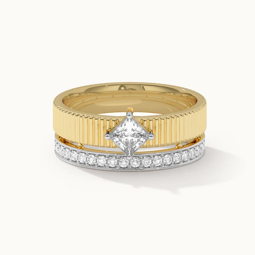 Textured Princess Solitaire Ring - Image 3
