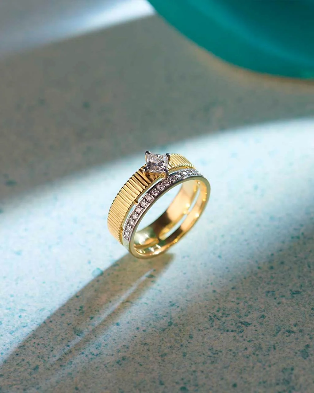 Textured Princess Solitaire Ring - Image 5