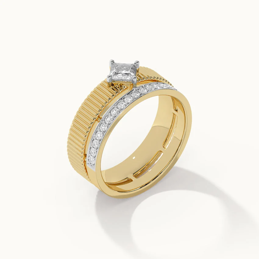 Textured Princess Solitaire Ring - Image 6