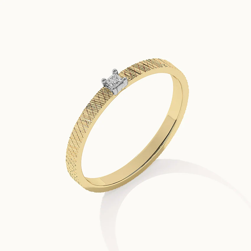 Textured Stackable Diamond Ring - Image 5