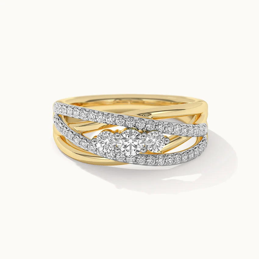 Three Stone Criss Cross Diamond Ring - Image 6