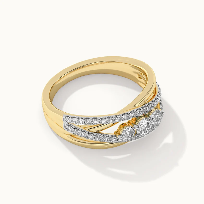 Three Stone Criss Cross Diamond Ring - Image 7