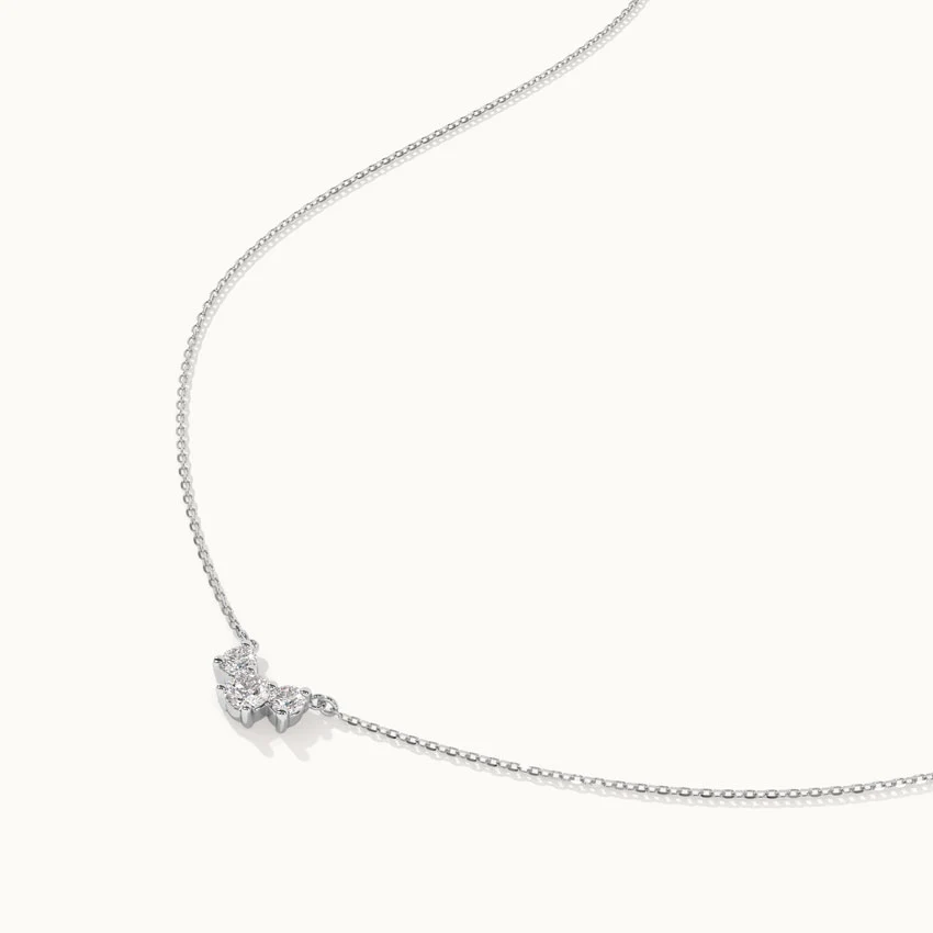 Three Stone Diamond Bar Necklace - Image 6