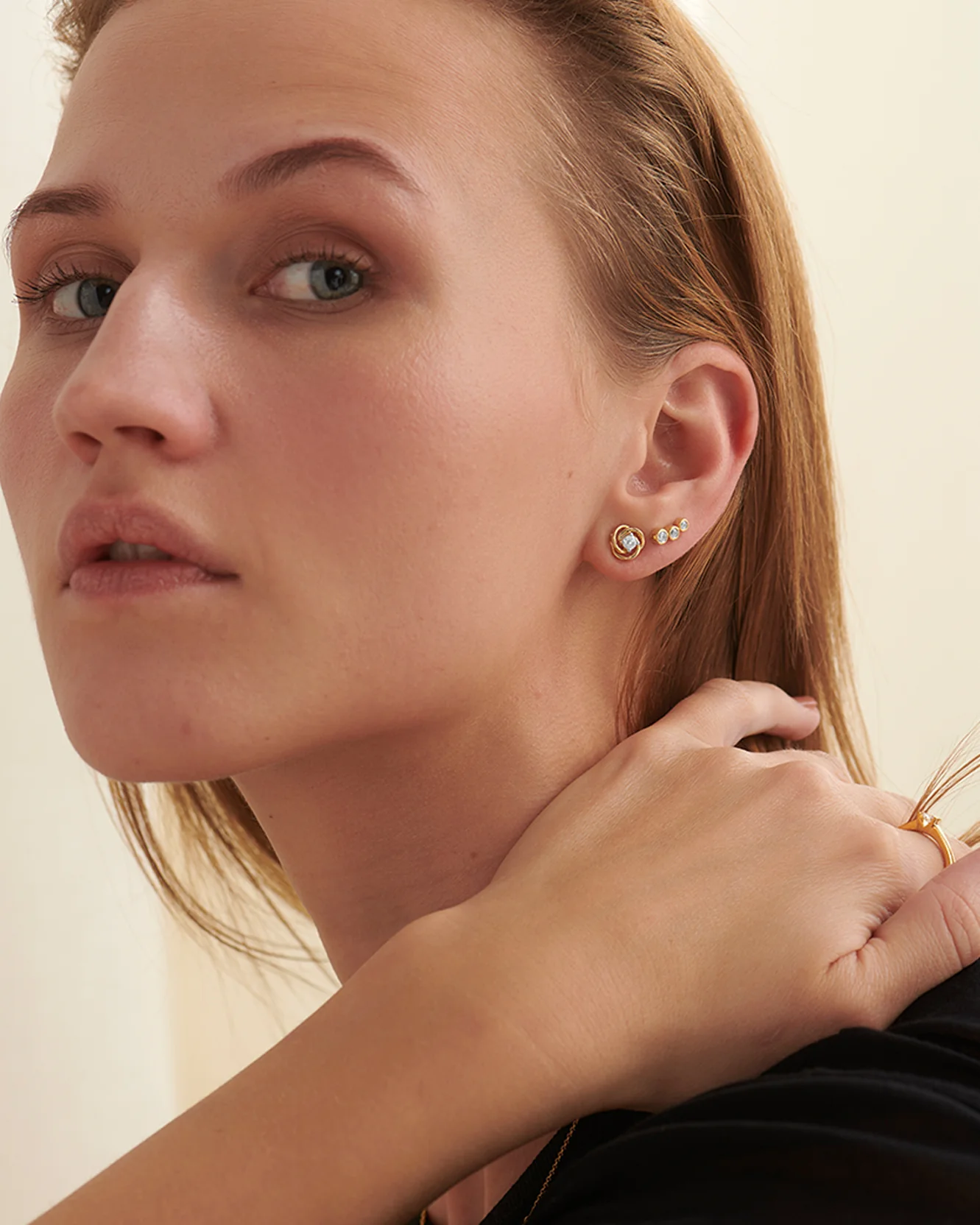 Trio Diamond Climber Earrings - Image 4