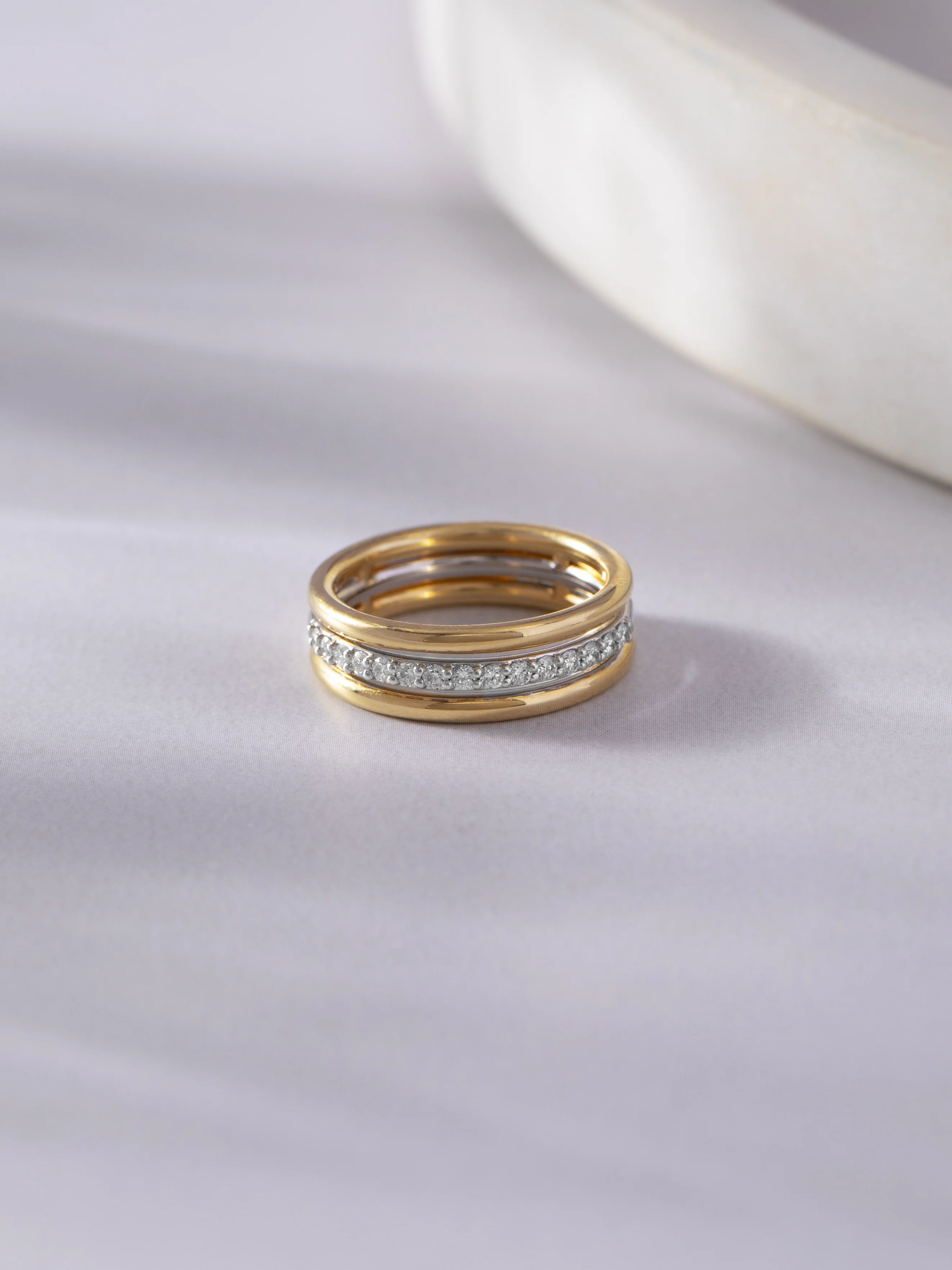 Trio Stacked Diamond Band - Image 5