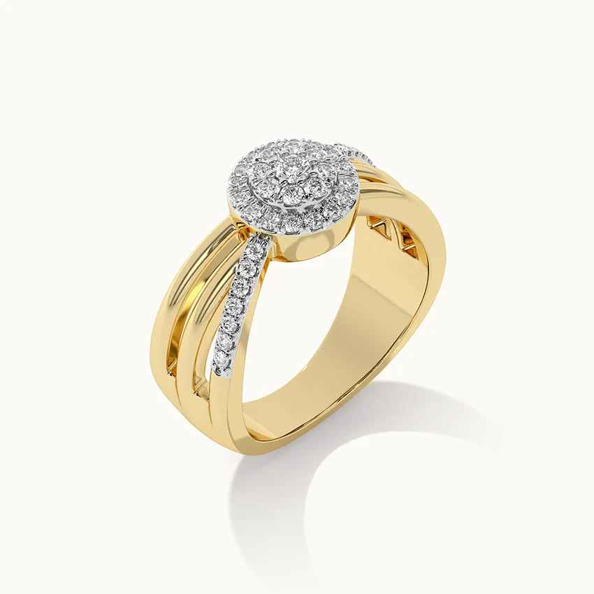 Triple Row Halo Cluster Diamond Ring - Image 5