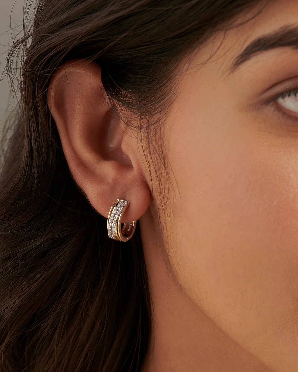 Twin Line Diamond Hoops - Image 2