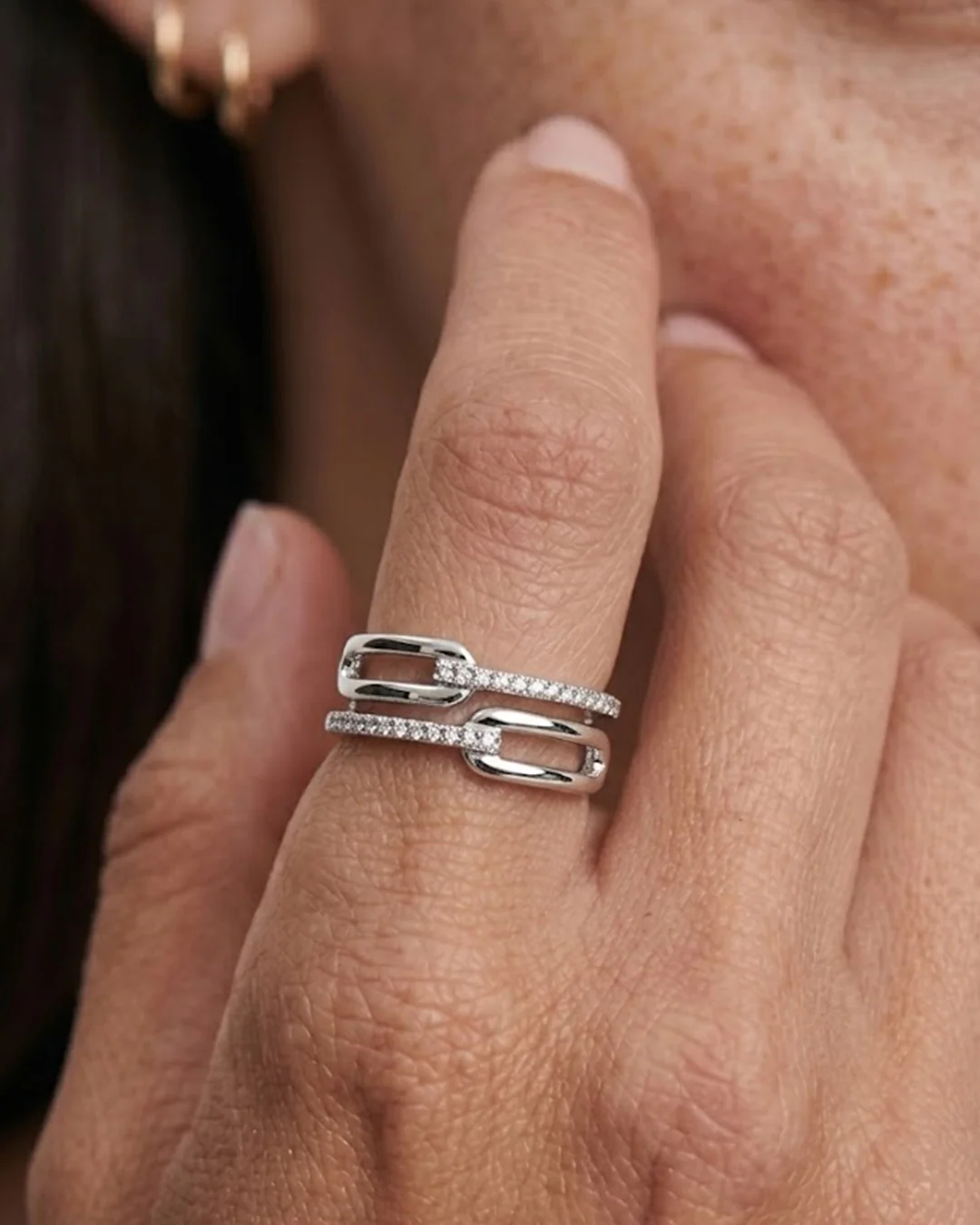Twin Paperclip Diamond Band - Image 3