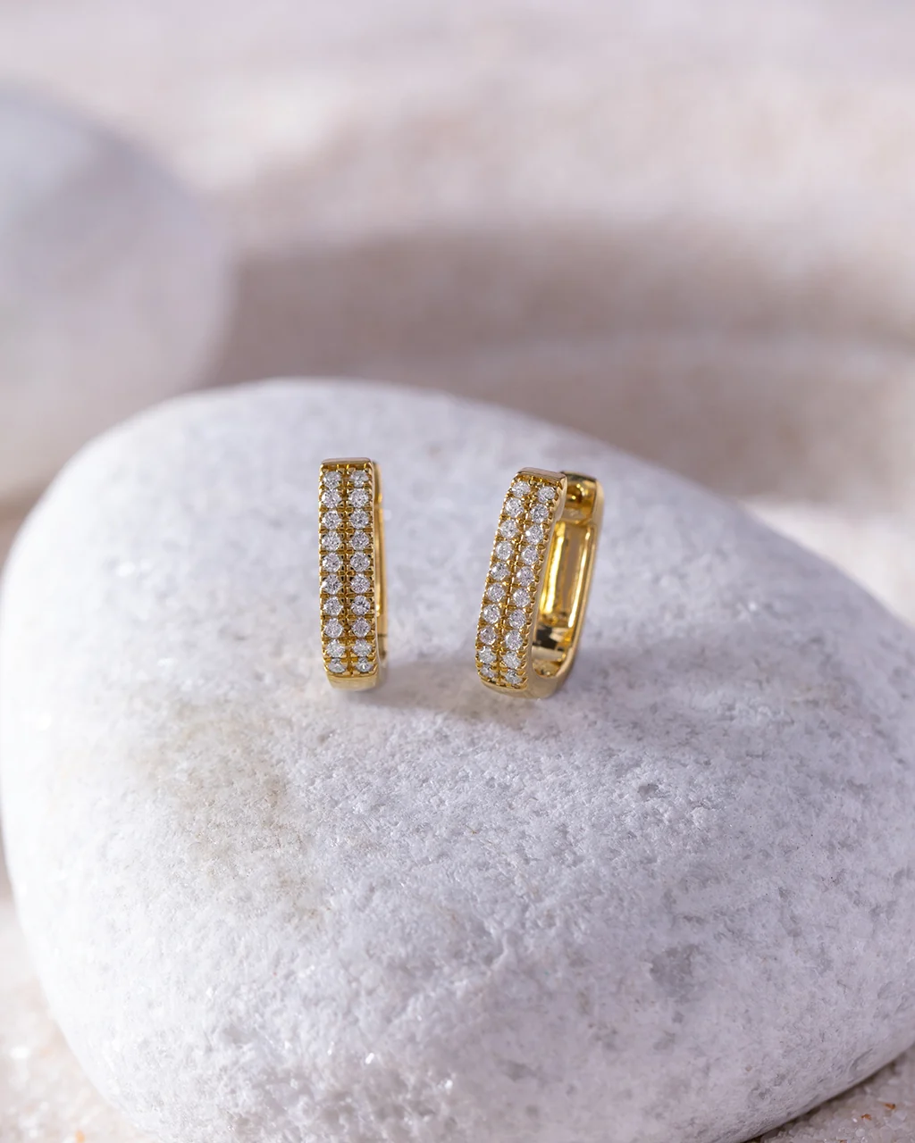 Two Row Frosted Diamond Earrings - Image 5