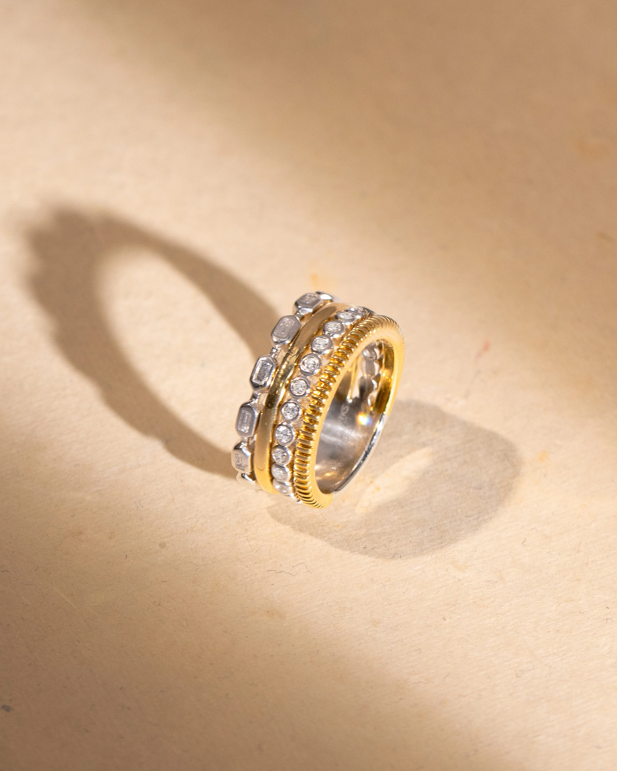 Two-Tone Stacked Diamond Band - Image 7