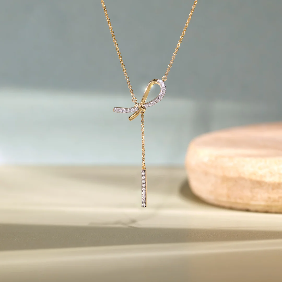 Vogue Bow Diamond Lariat Necklace