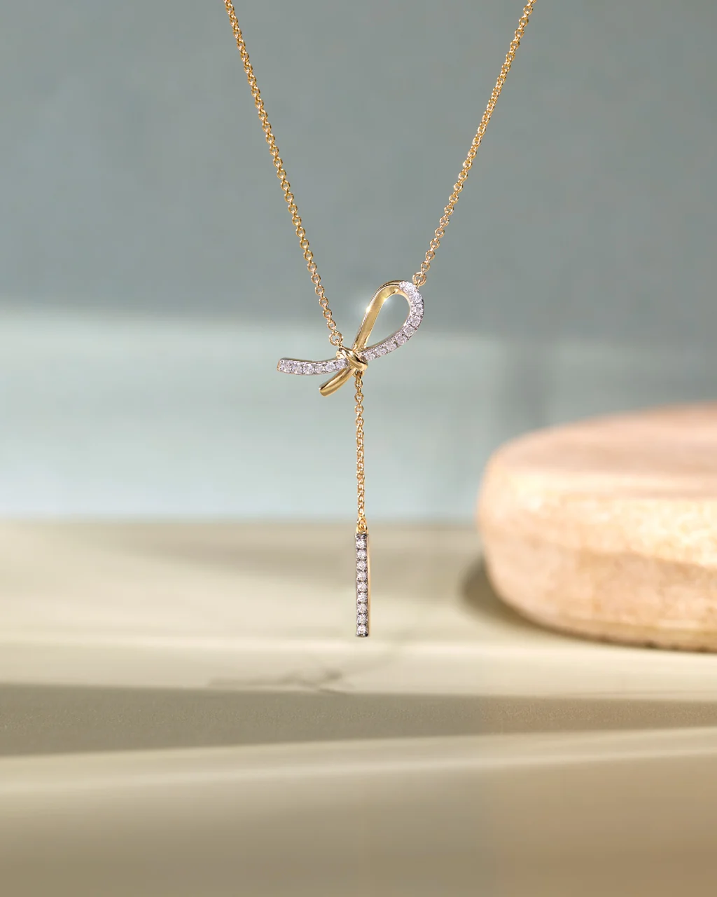 Vogue Bow Diamond Lariat Necklace - Image 6